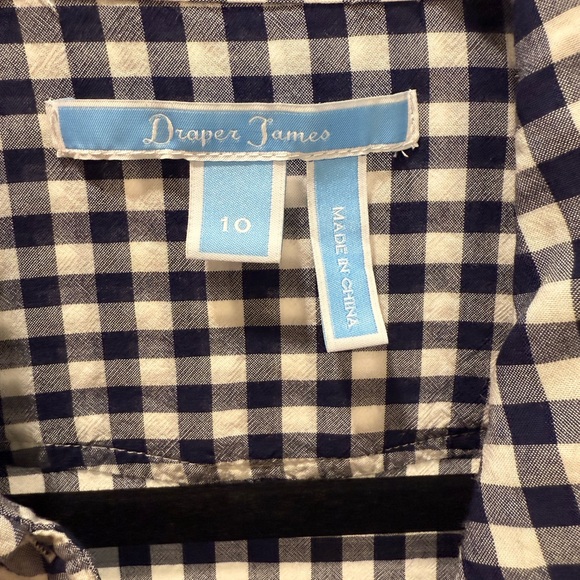 Draper James Navy and White Gingham Long Sleeve Dress - Picture 7 of 8